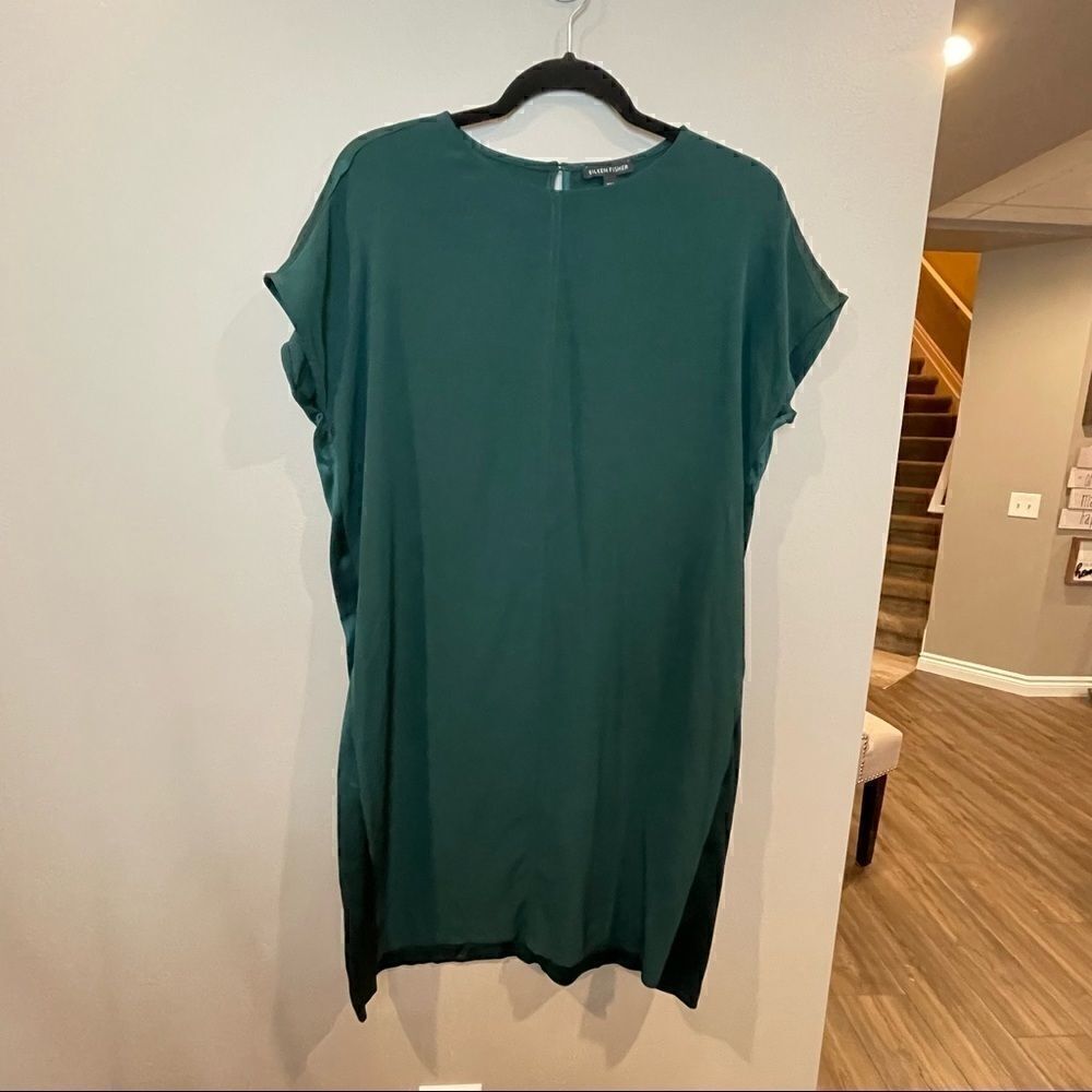 Eileen Fisher Green Silk Sheath Dress XS